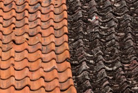 Terracotta Roof Tiles before and after cleaning